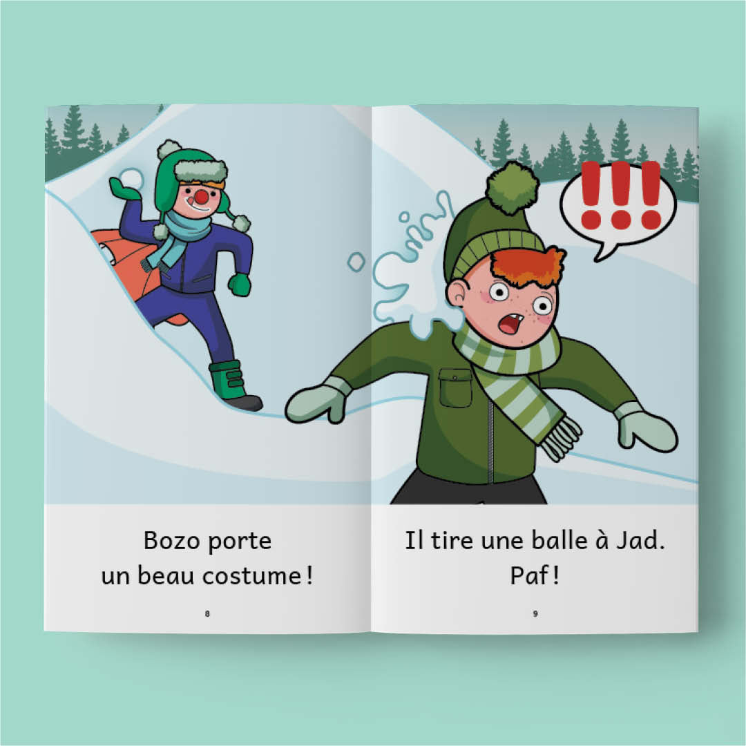 Pages intérieures : Jad et Bozo se lancent des balles de neige