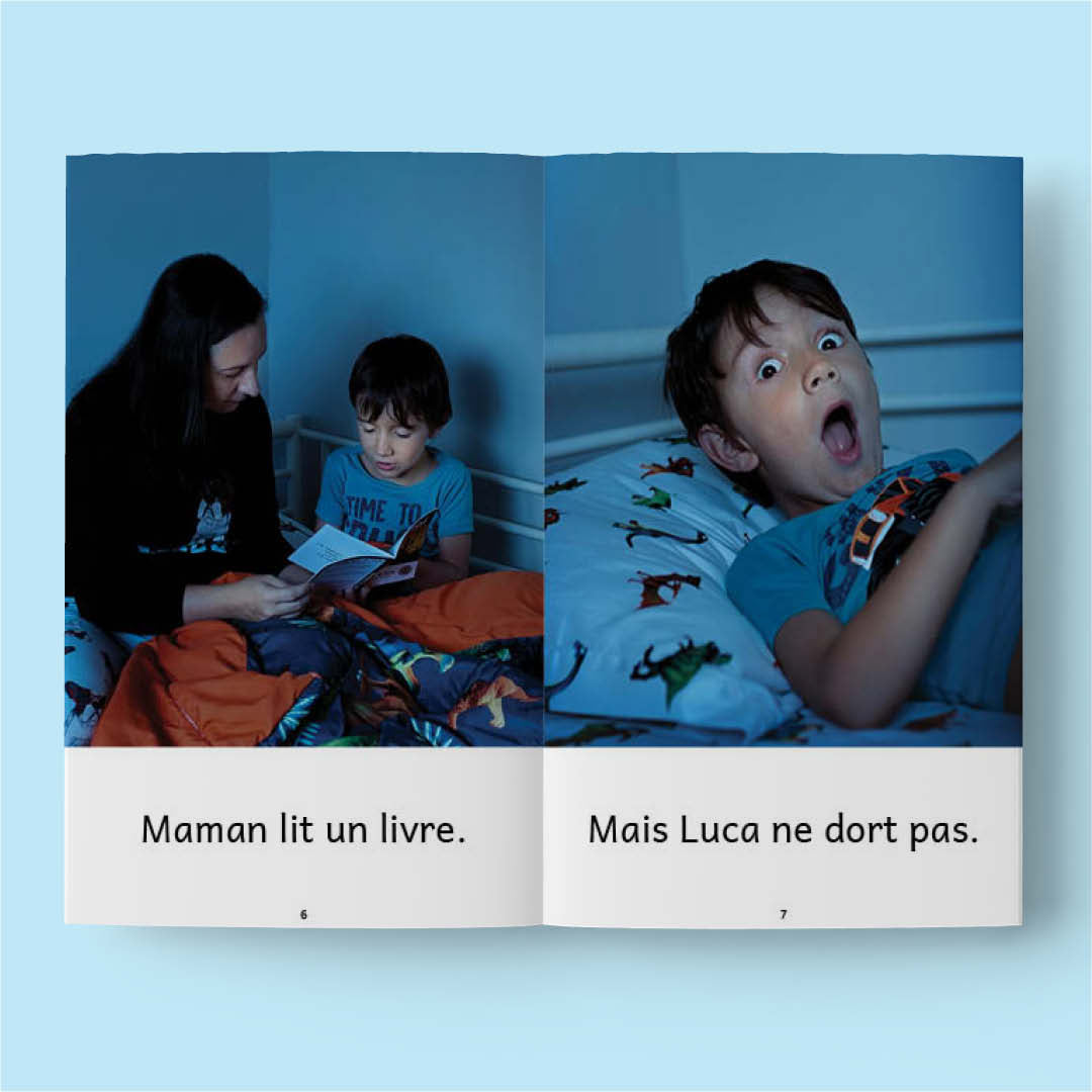 Extrait d'un livre facile à lire : Luca va dormir