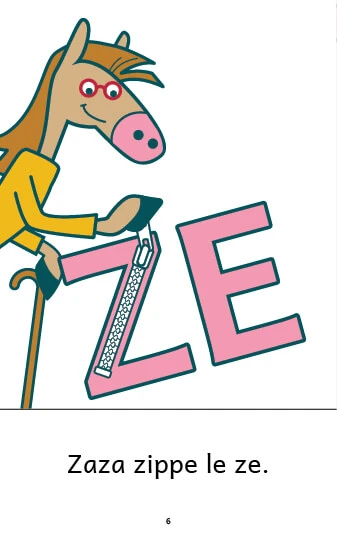 lecture syllabique -Exemple de page du livre Zaza et le Z