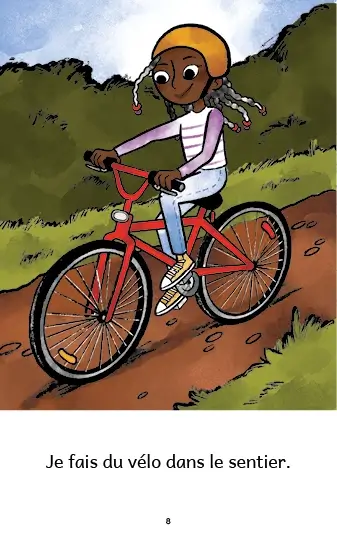 Exemple de page du livre Je fais du vélo