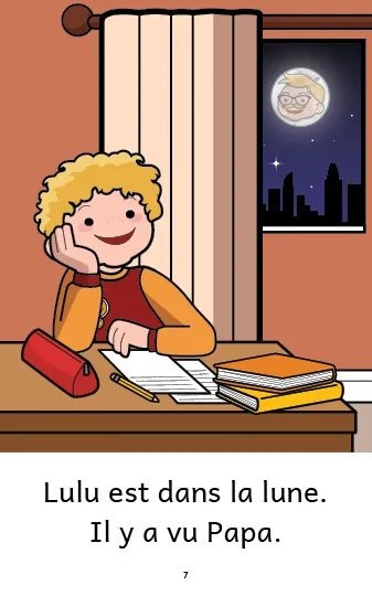 histoires courtes à lire- Exemple de page du livre Lulu et la lune