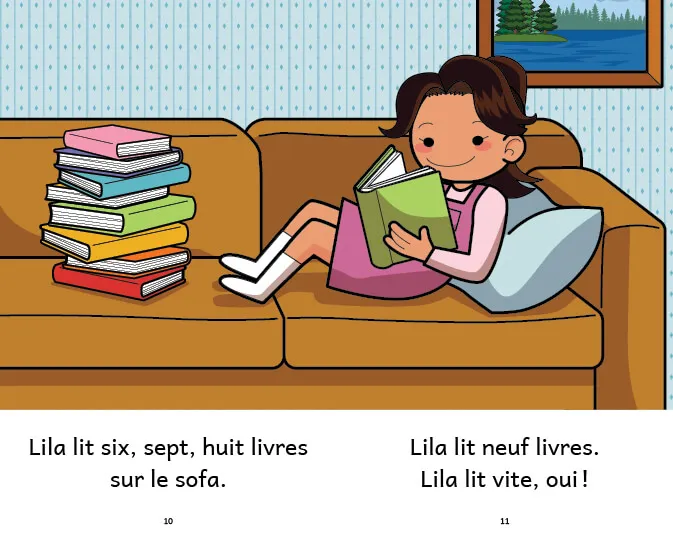 histoires courtes à lire- Exemple de page de livres pour 4 ans "Lila et le livre"